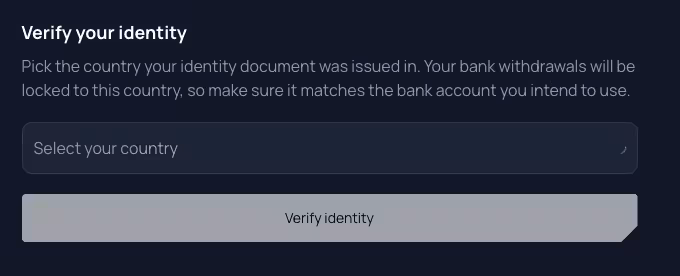 Unetwork identity verification country selection